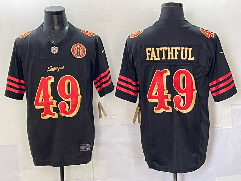 Men San Francisco 49ers #49 Faithful black 2025 Nike NFL Jersey 007